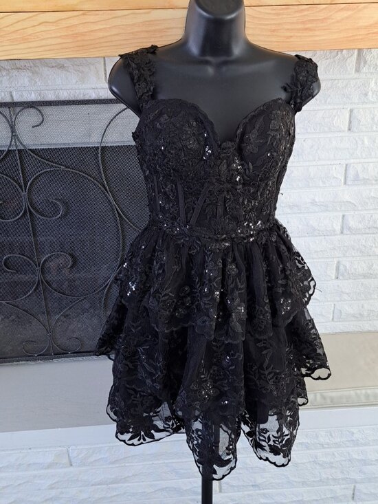 Unbranded Dresses & Skirts - Gothic Women's Mini Dress Black Size 6 Boning Corset Tulle Fairy Whimsygoth